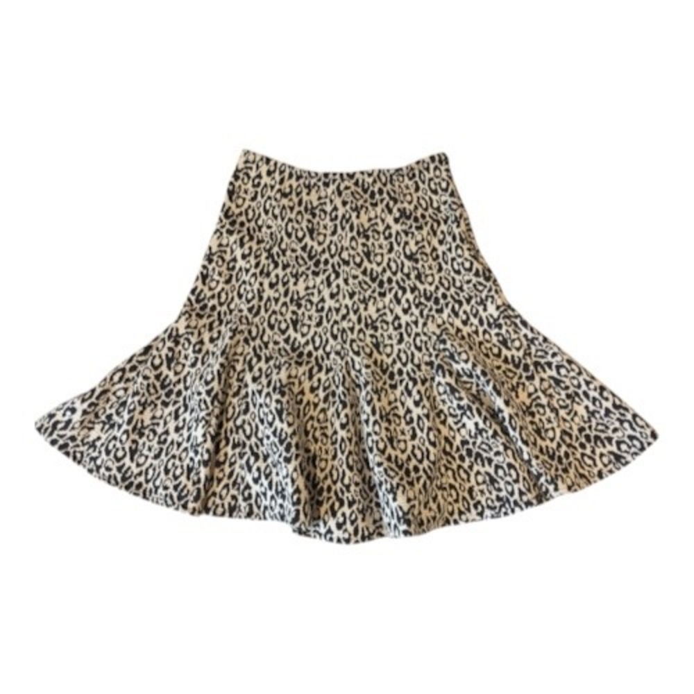 Marisa Christina Leopard Print Fit and Flare Knit Skirt Size 6 Animal Print